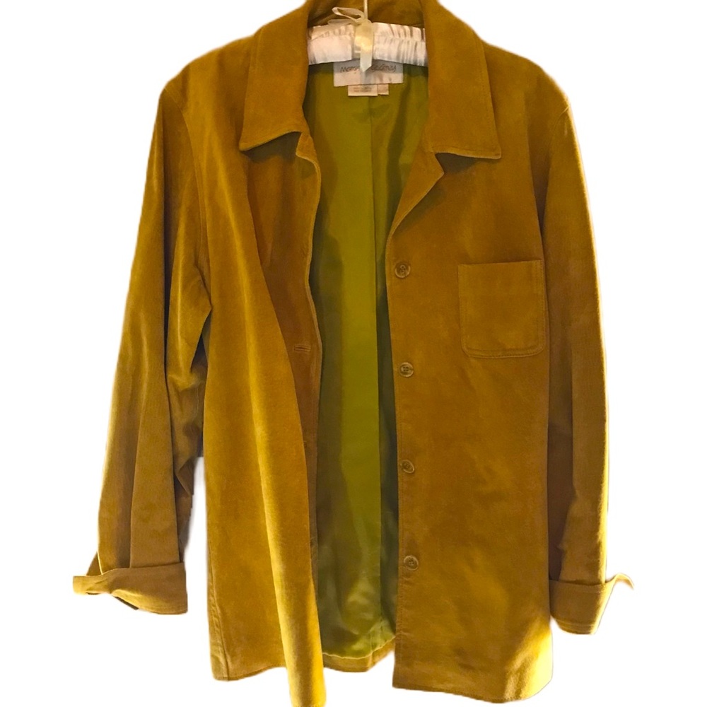 Stylish Women’s Suede Jacket in Golden Hue by Margaret Godfrey